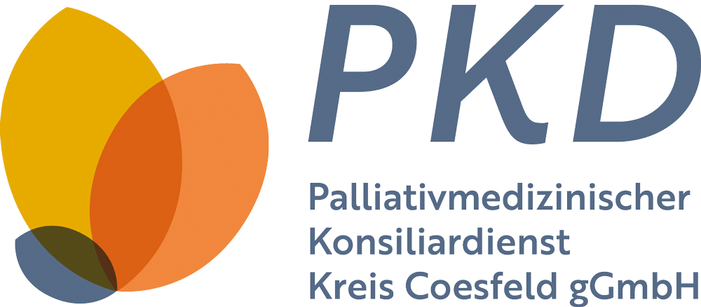 Logo des Palliativmedizinischen Konsiliardienstes im Kreis Coesfeld mit stilisierten Blattformen in warmen Farben